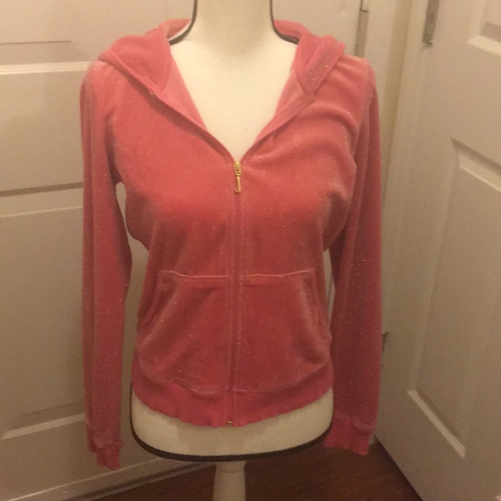 Juicy Couture pink hoodie. Velour. Size Large